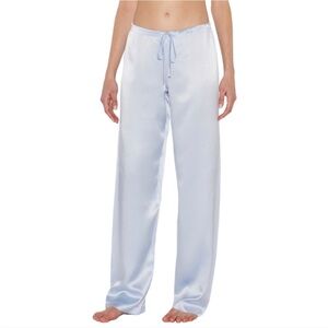 La Perla Light Blue 100% Seta Silk Drawstring Pajama Bottoms Lounge Pants XS